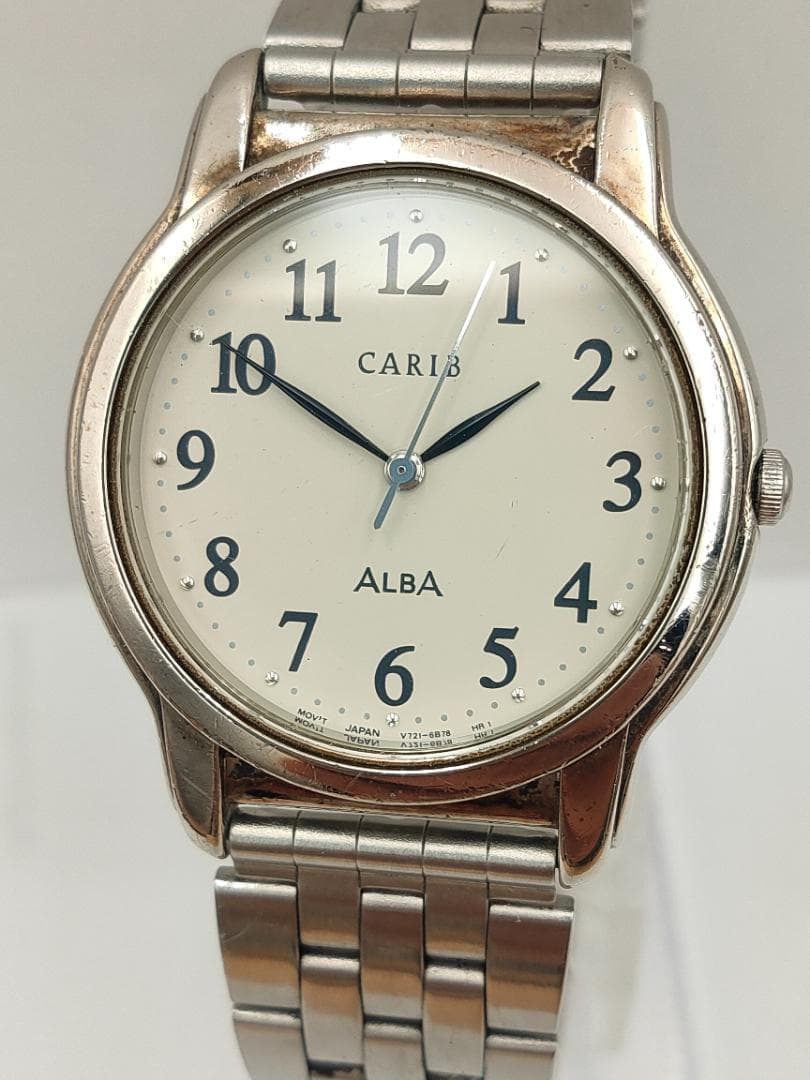 ALBA Seiko Alba Carib Men's Quartz Watch – Silver-Tone – White Arabic Dial