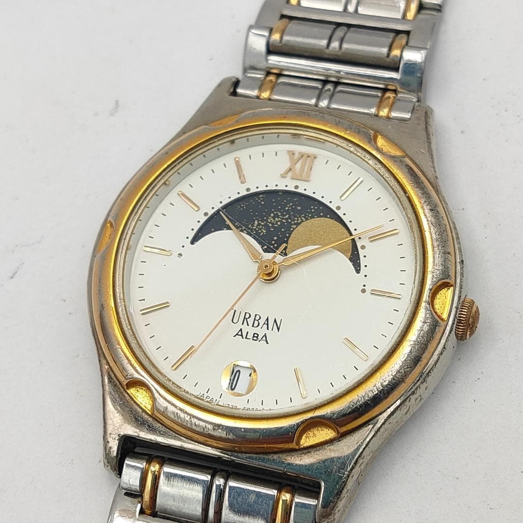 Alba Urban V338-6B10 Moon Phase Quartz Watch | Japan - ALBA