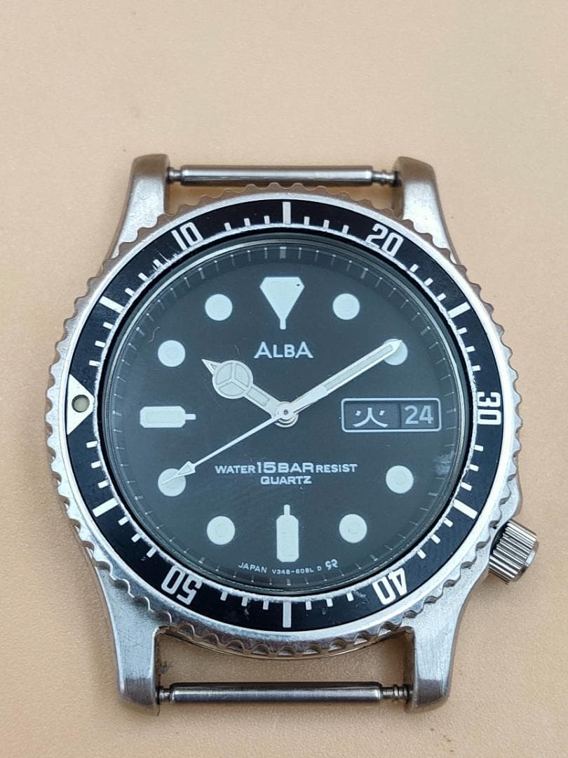 Vintage ALBA Diving Day-Date V348-6070 - 15BAR Quartz - As-Is Junk - ALBA