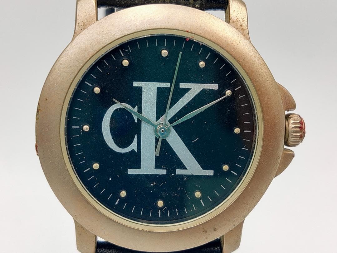 CALVIN KLEIN WATCHES Calvin Klein CK Gold-Tone Black Dial Leather Band Quartz Watch