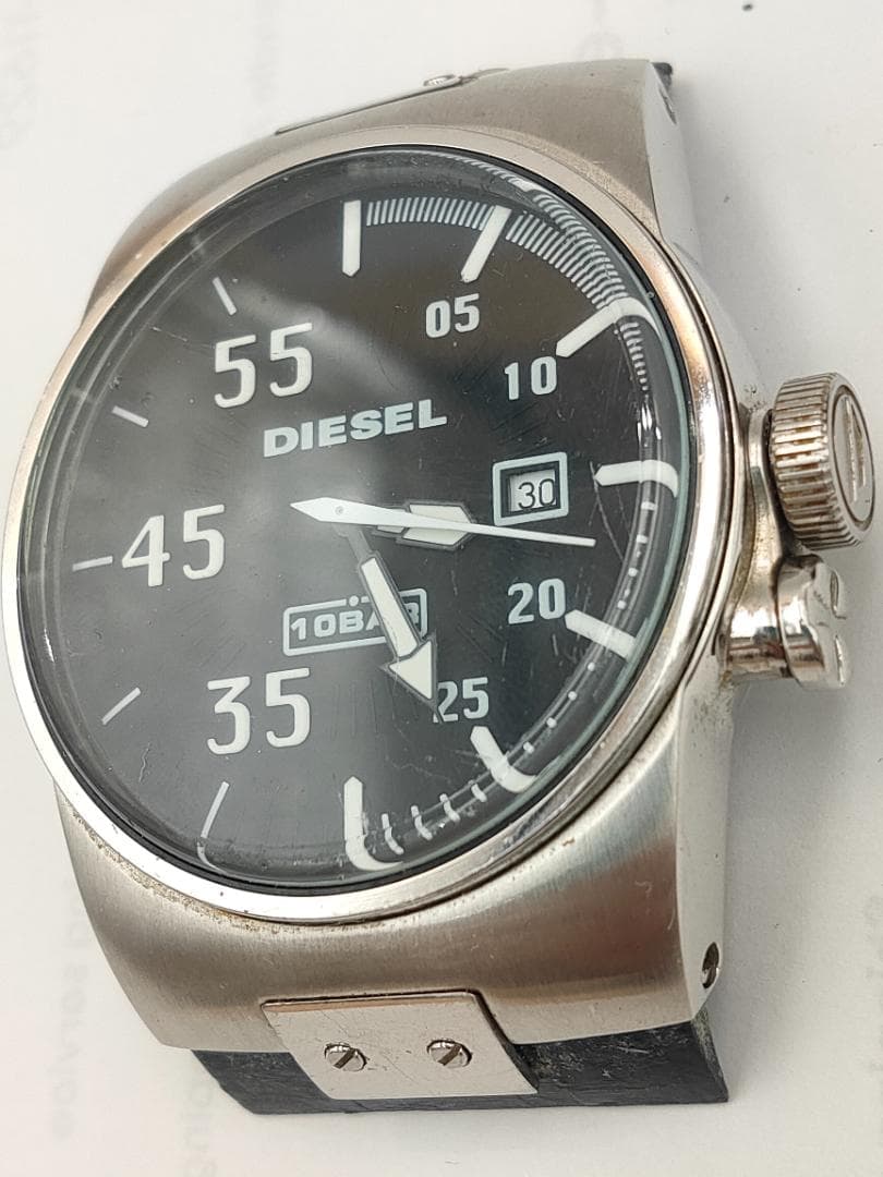 DIESEL Diesel DZ1161 Men's Quartz Watch — Black Dial — Date — Stainless Case — Untested / As-Is — Band Damaged