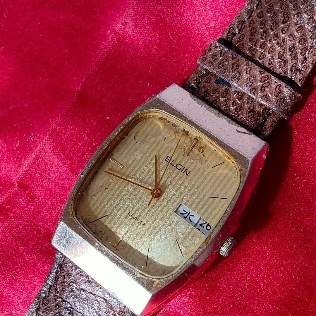 ELGIN Elgin FKA163 Vintage Square Gold-Tone Quartz Dress Watch | Japan