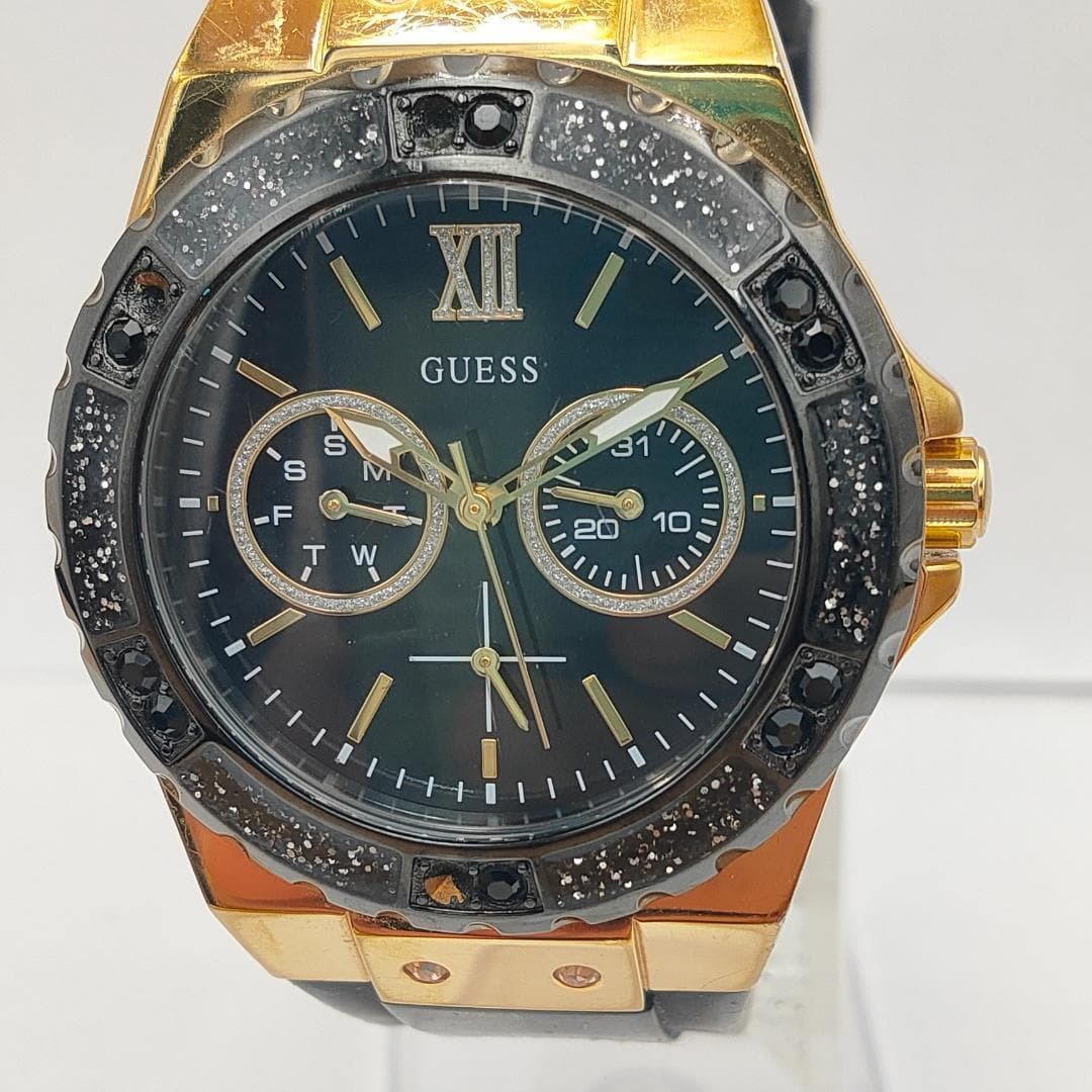 Guess STEEL W1053L7 Gold-Tone Black Dial Chronograph Ladies Watch - Guess