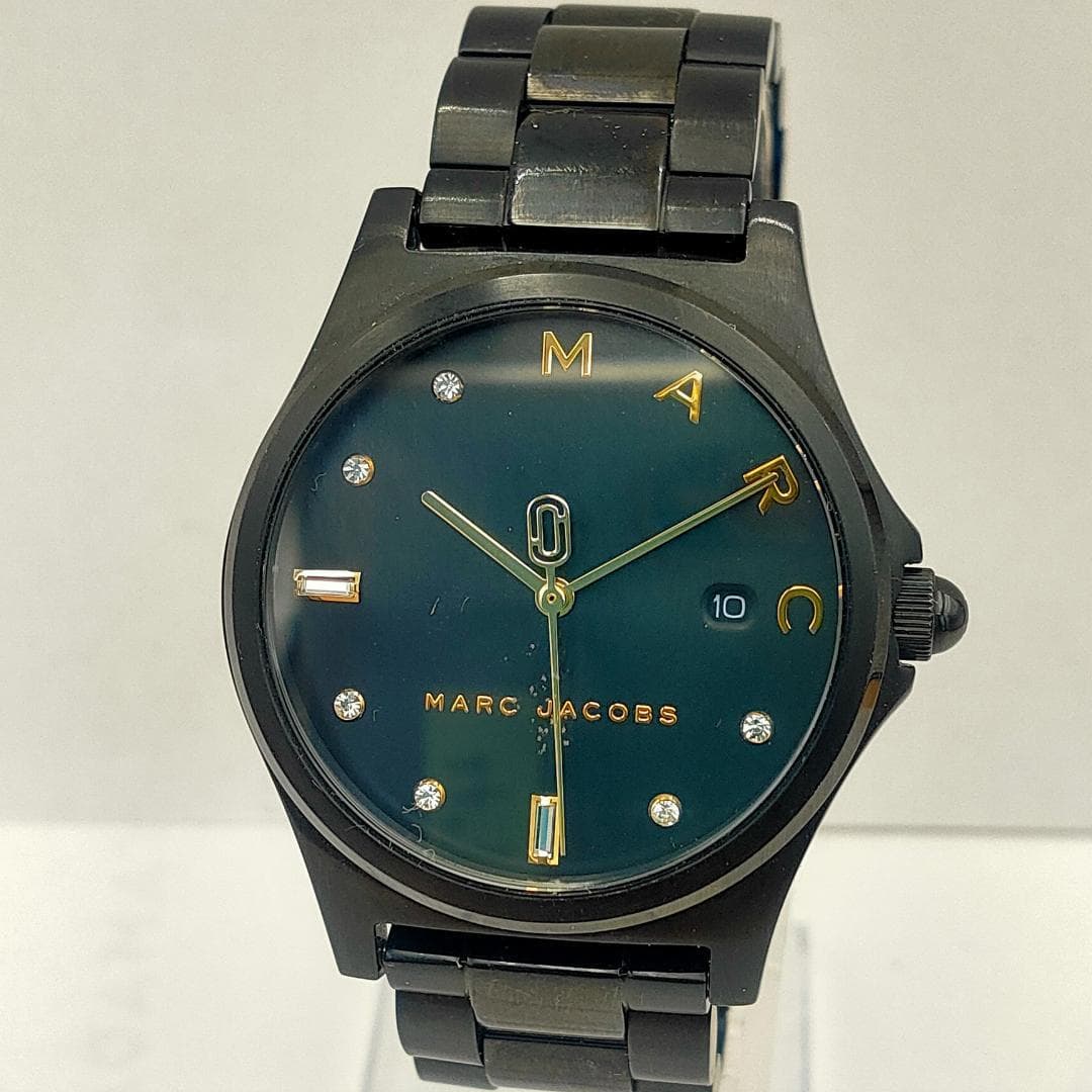 Marc Jacobs MJ3601 Ladies Black/Green Crystal Dial Watch – For Parts/Repair - MARC JACOBS