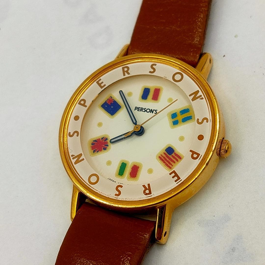 PERSON'S PERSON'S V701-1Z50 World Flag Dial Quartz Gold-Tone Watch | Japan
