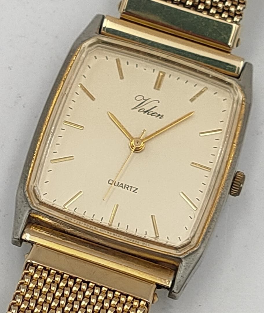 Q&Q BY CITIZEN Q&Q BY CITIZEN Voken Gold-Tone Square Quartz Mesh Band Watch