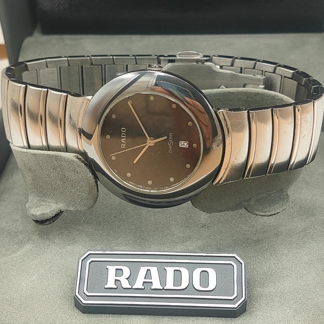 RADO Rado DiaStar W409 Ladies Quartz Watch Black Dial Steel Bracelet Untested As-Is