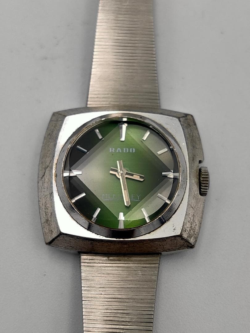 RADO intage Rado McKinley Ladies Hand-Winding Watch – Green Faceted Dial – As-Is