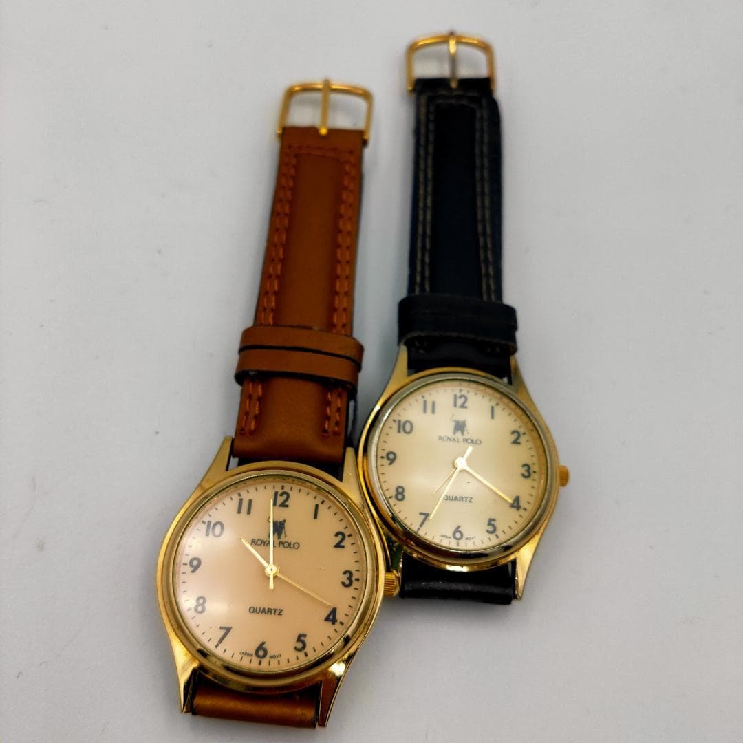 ROYAL POLO Quartz Gold-Tone Leather Band Watch Set of 2 - ROYAL POLO