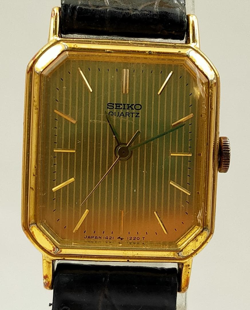 Seiko 1421-5720 Gold-Tone Square Quartz Dead Battery Watch | Japa - SEIKO