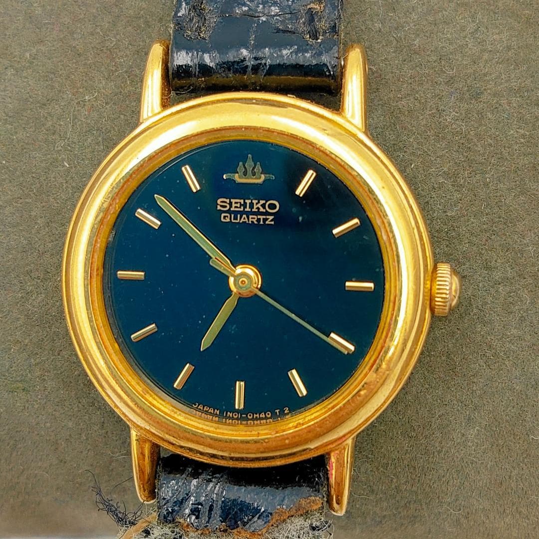 Seiko 1N01-0E20 Gold-Tone Blue Dial Ladies Quartz Watch | Japan - SEIKO