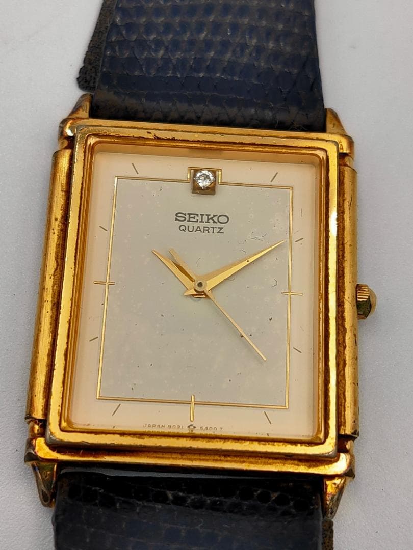 SEIKO Seiko 9021-5300 Gold-Tone Diamond Dial Quartz Dress Watch | Japan