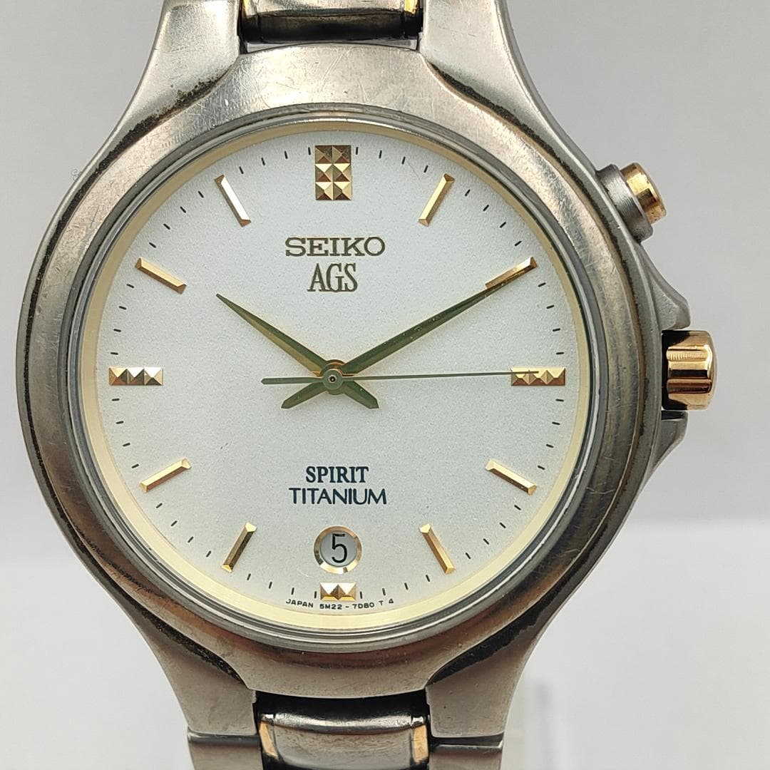 Seiko AGS Spirit Titanium 5M22-7B80 Cal.5M22 Kinetic Watch | Japan - SEIKO