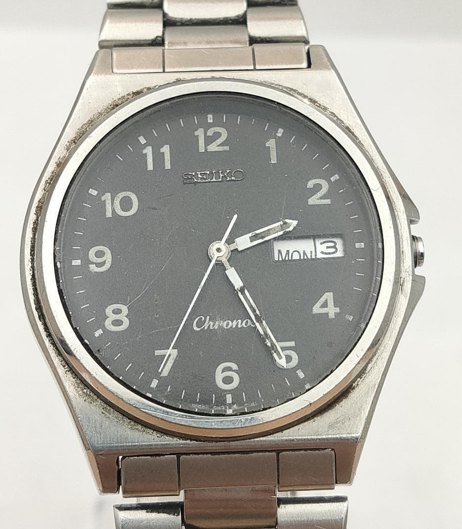 Seiko Chronos 5H23-7060 Day-Date Quartz Crown Missing Watch | Japan - SEIKO