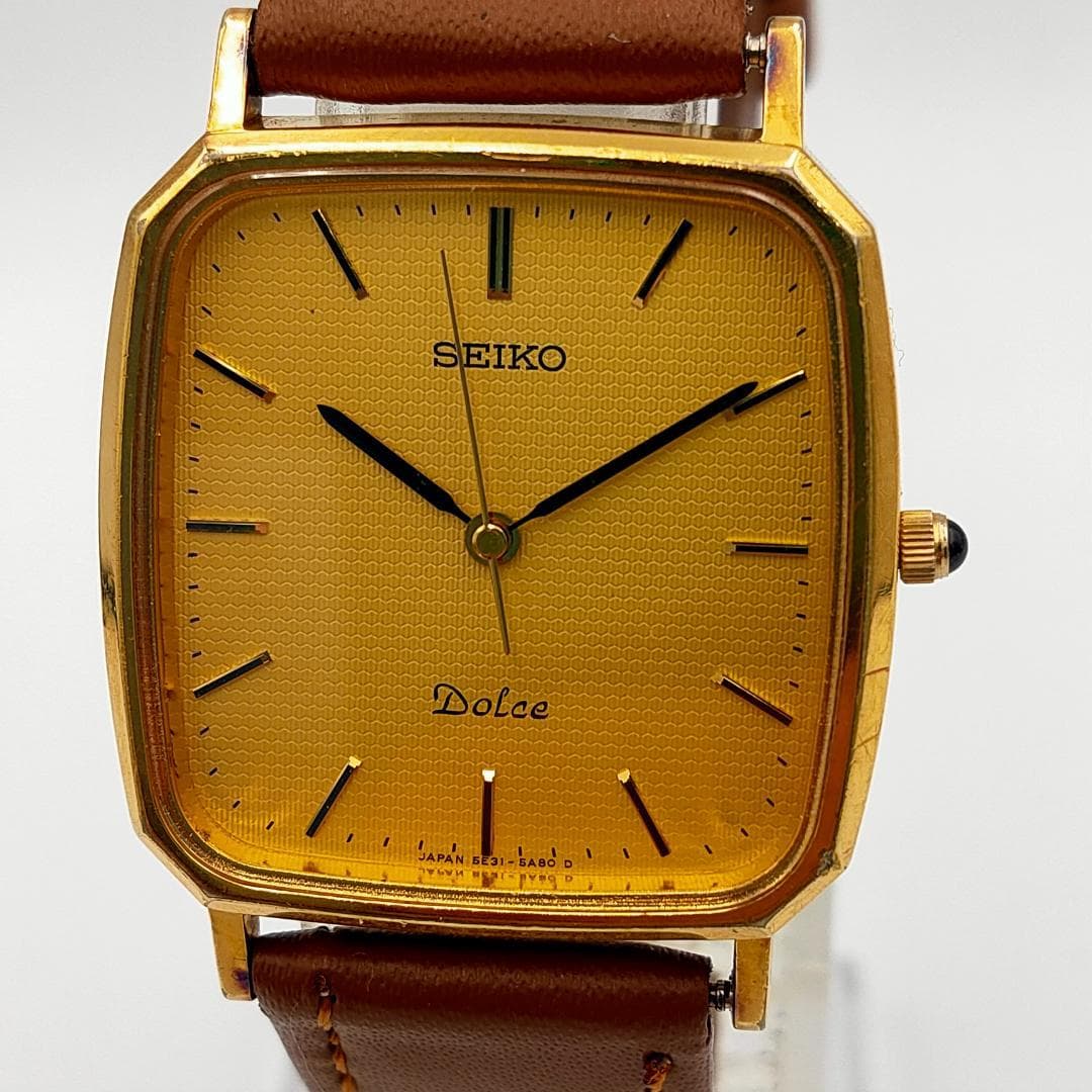 SEIKO Seiko Dolce 5E31-5A80 Gold-Tone Yellow Dial Quartz Watch | Japan