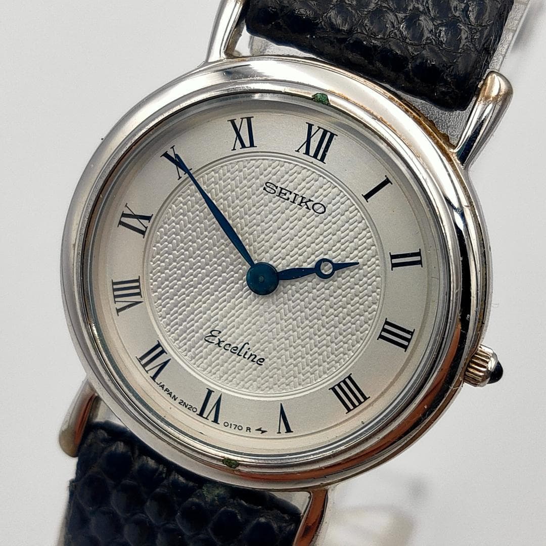 SEIKO Seiko Exceline 2N20-0080 Silver Dial Leather Quartz Watch | Japan