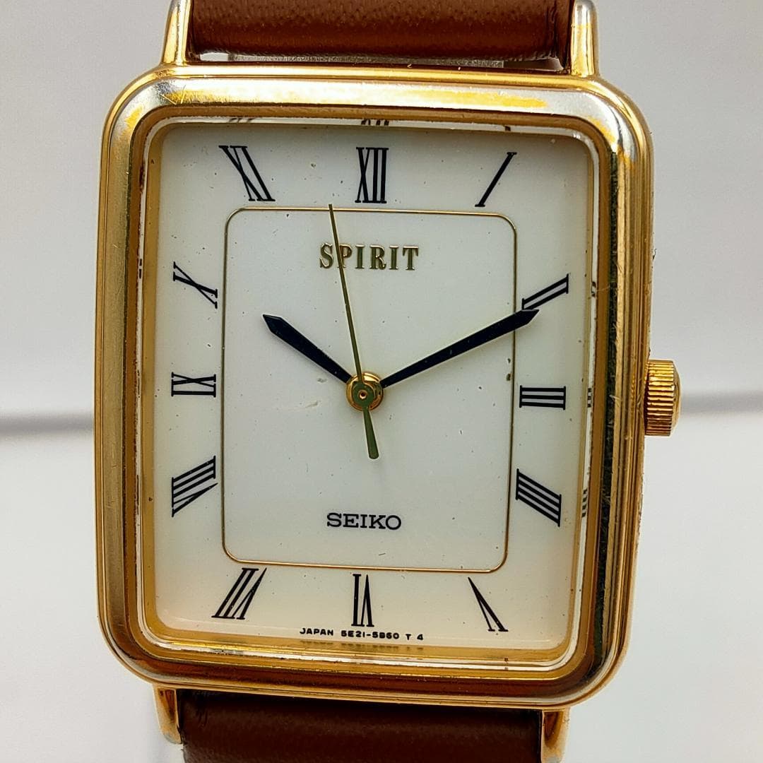 Seiko Spirit 5E21-5B50 Roman Dial Gold-Tone Quartz Watch | Japan - SEIKO