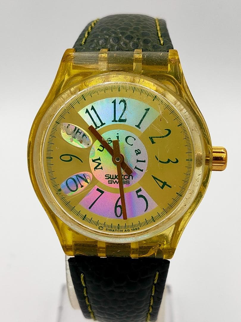 Swatch MusiCall Musical Alarm Watch — Yellow Transparent Case — Holographic Dial - swatch
