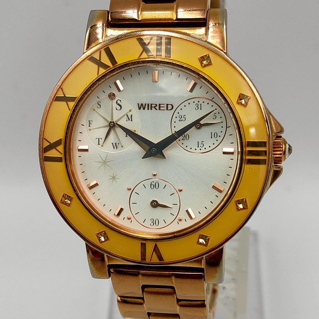 WIRED WIRED VD76-KH80 Multi-Function Day-Date Gold-Tone Quartz Watch