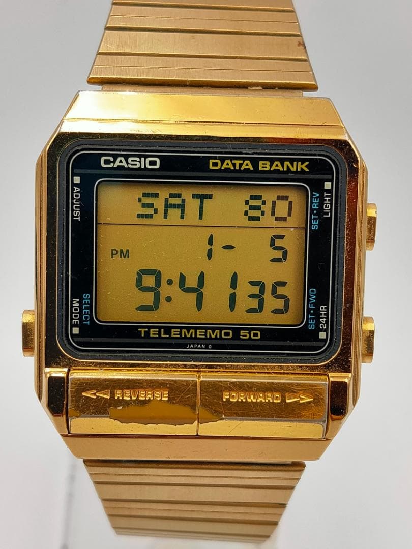 Vintage Casio DB-500G Data Bank Telememo 50 Gold Digital Watch – Working – Japan - CASIO